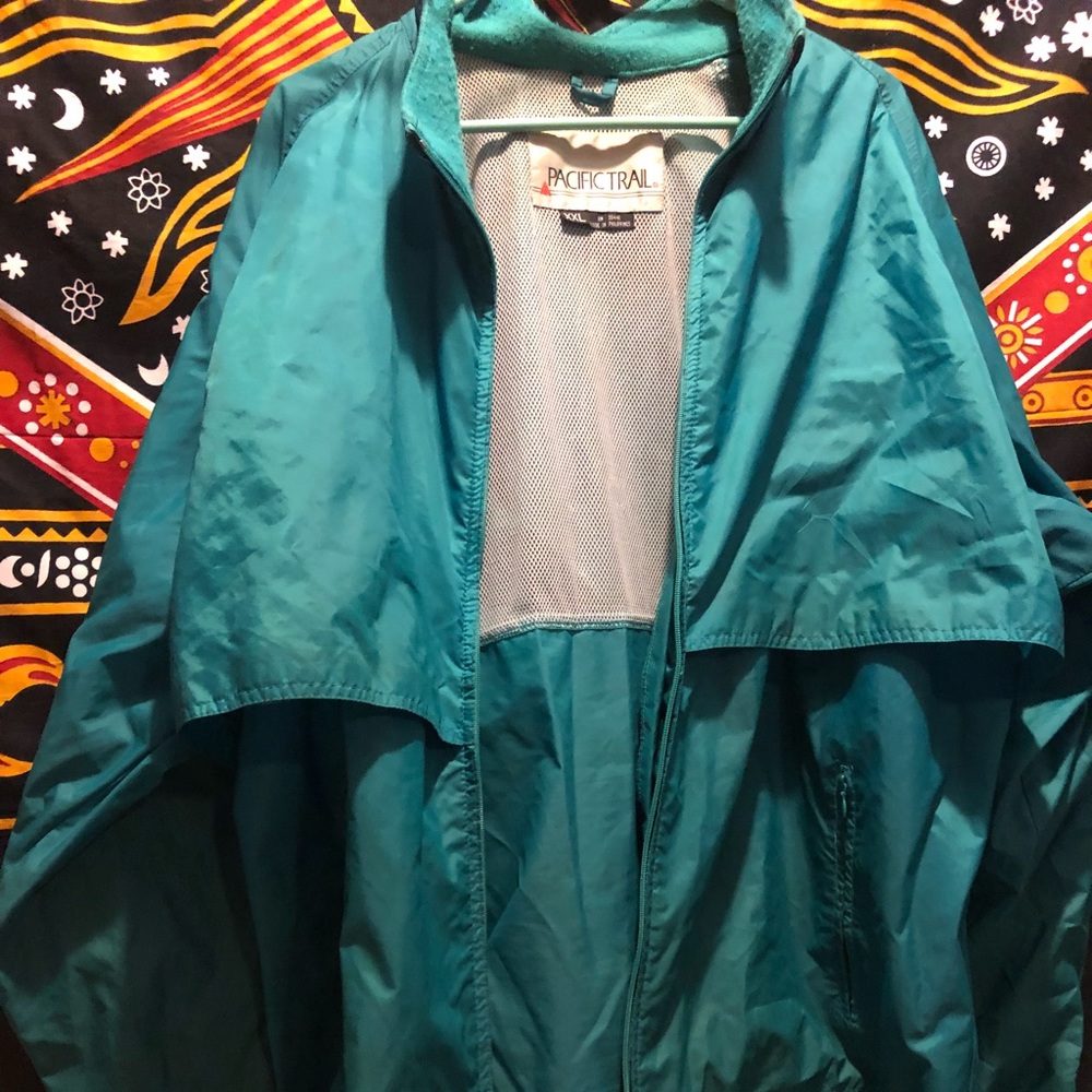 Vintage oversized teal windbreaker